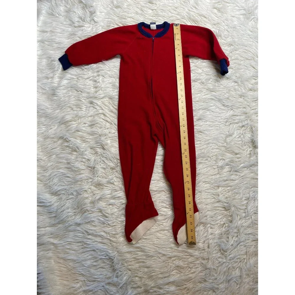 Lands' End Full Zip One Piece Suit Red Sleepwear Baby Size 4‎
